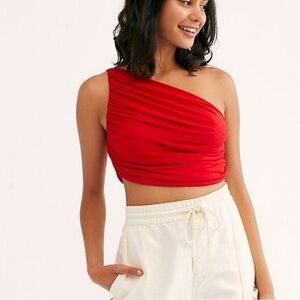 Free‎ People Red One Shouler Crop Top Size S